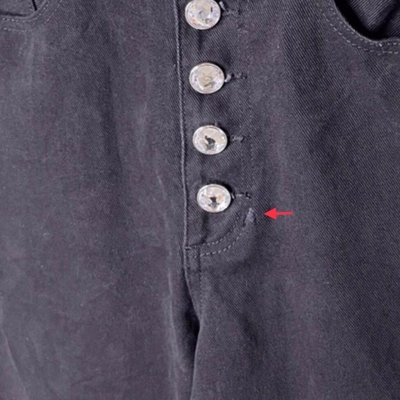 WeWoreWhat The Danielle Straight Leg Jeans Crystal Buttons Black Size 30 - Picture 12 of 13